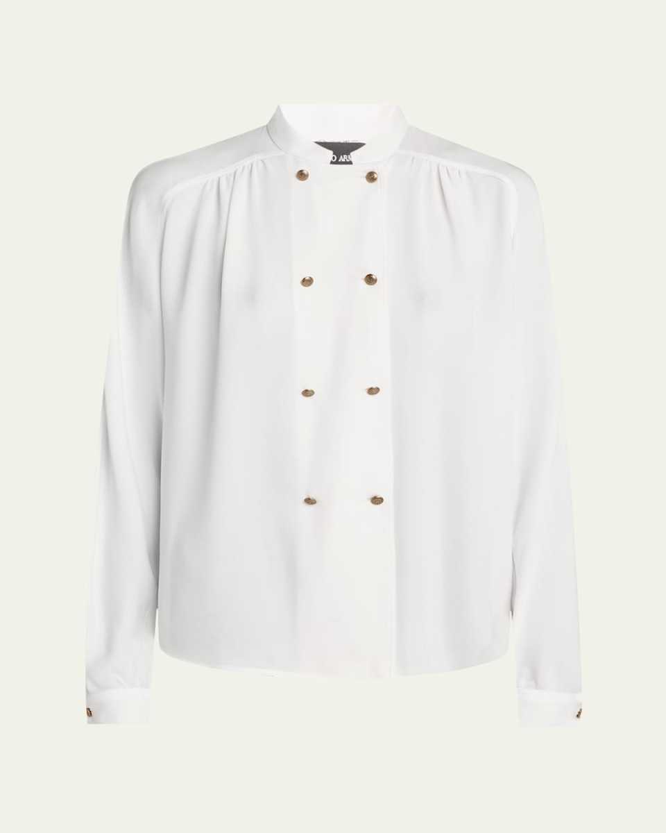 Double-Breasted Silk Blouse